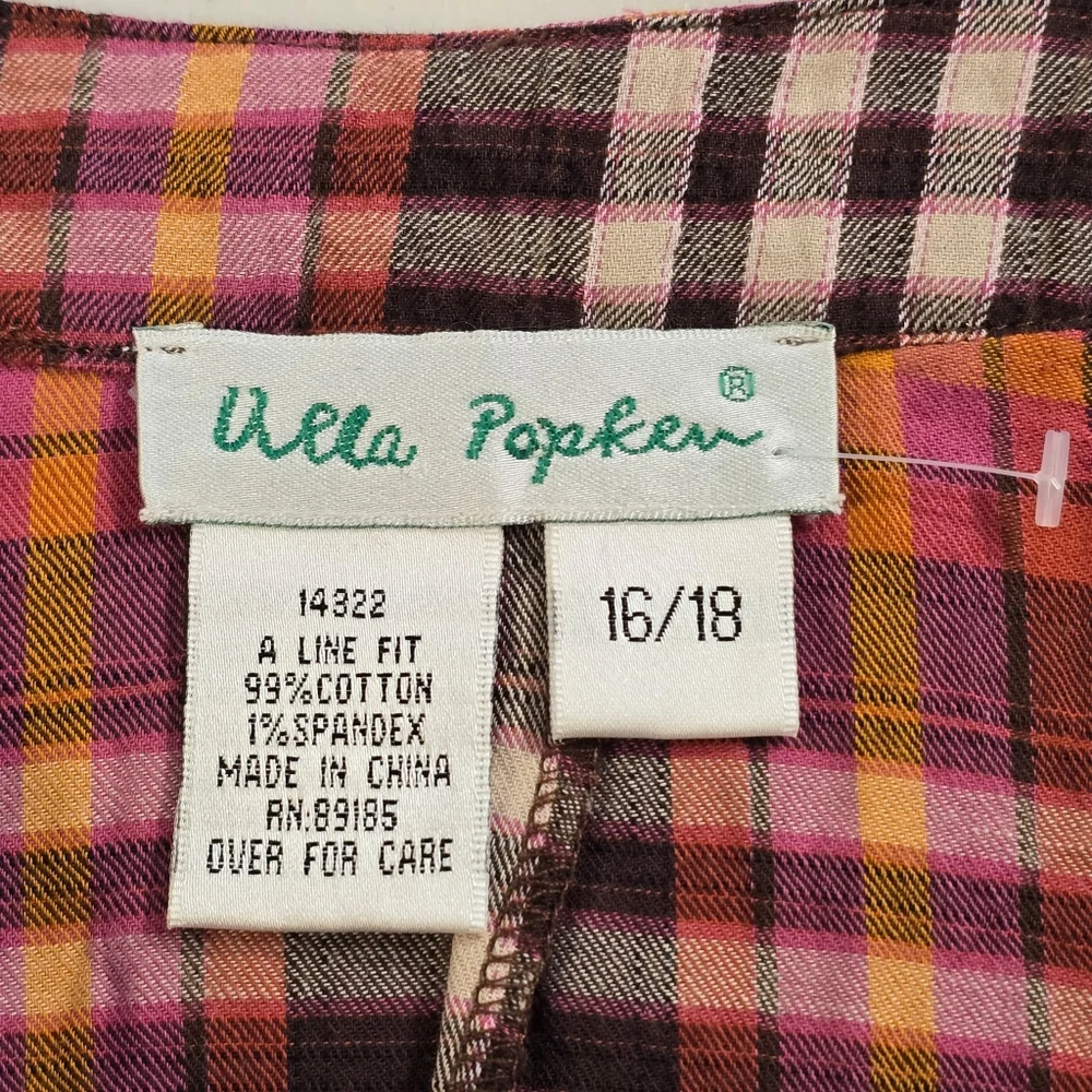 Ulla Popken 1X (16/18) Women's Plaid Button-Down Shirt  Light Weight - Picture 7 of 9